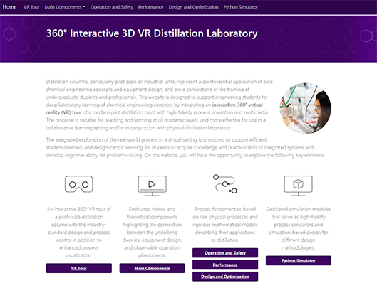 Screenshot of Distillation Laboratory website.